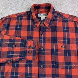 Duluth Shirt Mens Medium Red Plaid Free Swingin Heavy Flannel Button Up